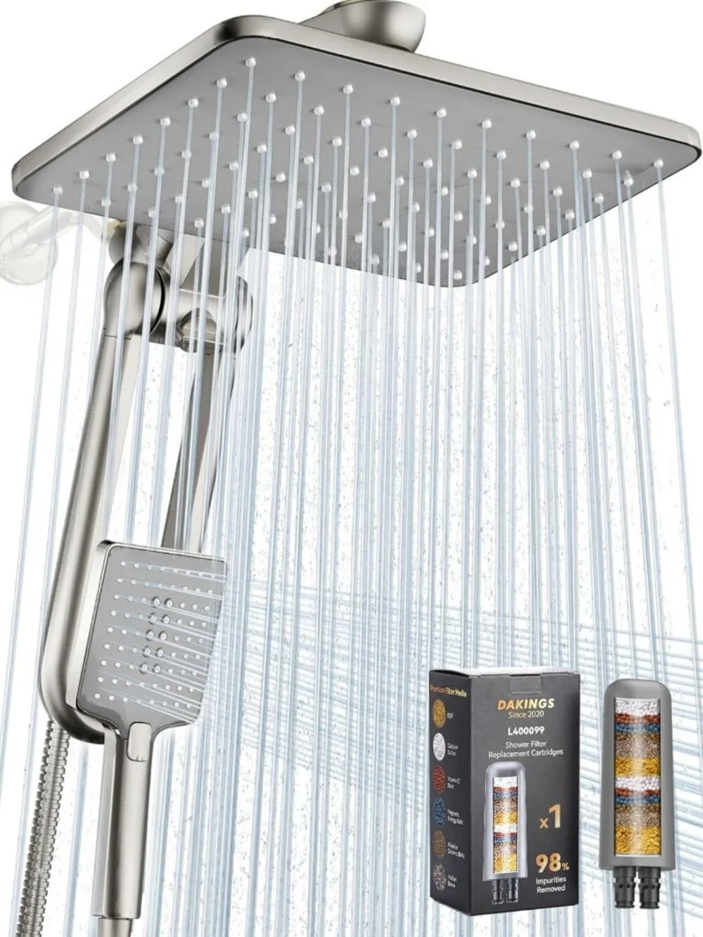 Dual Filter Handheld Showerhead Spray Combo - Perfect for Hard Water & Spa